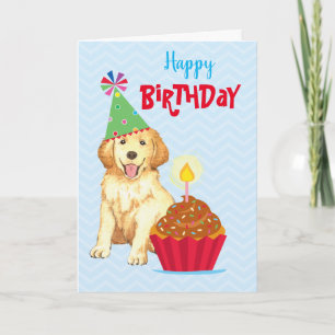 Birthday Cuptårta Golden Retriever Kort