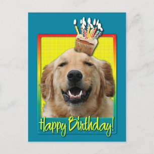 Birthday Cuptårta - Golden Retriever - Mickey Vykort
