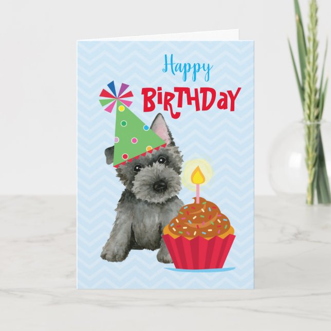 Birthday Cuptårta Scottish Terrier Kort (Framsida)