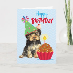 Birthday Cuptårta Yorkie Kort