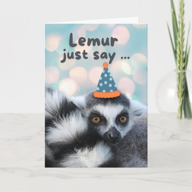Birthday Cute Ring Tails Lemur Pun Kort (Framsida)