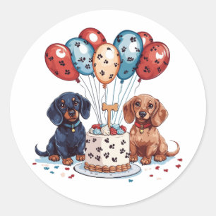 Birthday Dachshund Hundar Runt Klistermärke