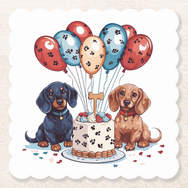 Birthday Dachshund Hundar Underlägg Papper (Framsida)