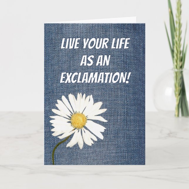 Birthday Daisy On Denim Fabric  Kort (Framsida)