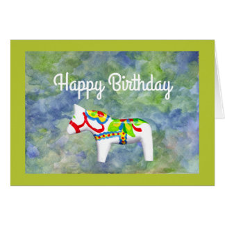 Birthday Dala Horse Hälsningskort