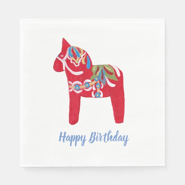 Birthday Dala Horse Pappersservett (Framsidan)