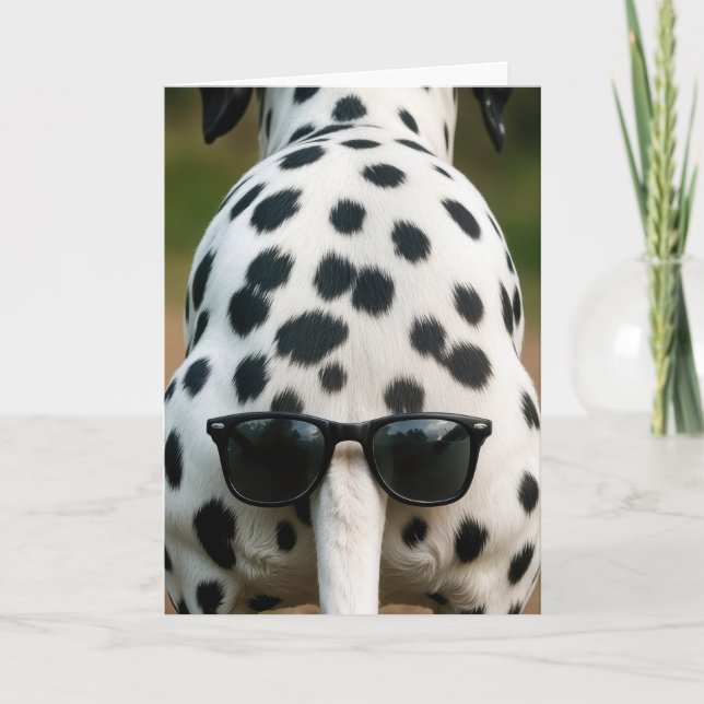 Birthday Dalmatian With Sunglasses On Tail Kort (Framsida)