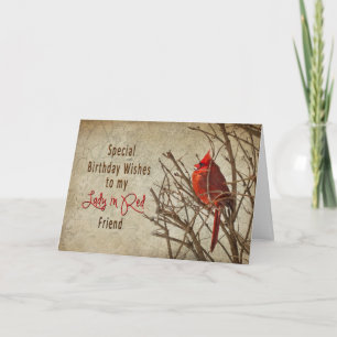 BIRTHDAY - DAM IN RED - CARDINAL/STRUKTUR KORT
