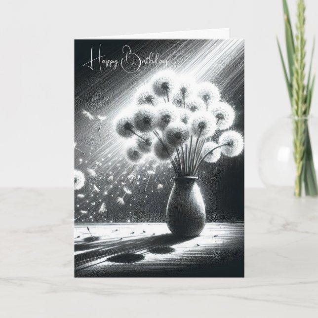 Birthday Dandelion Bunch Kort (Framsida)