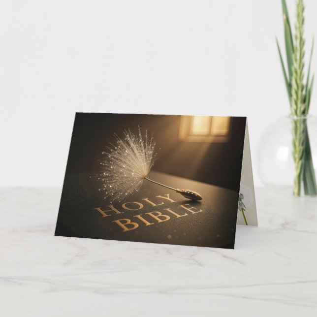 Birthday Dandelion Seedling On a Bible  Kort (Framsida)