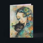 BIRTHDAY DAUGHTER GIRL & CAT GREETCARD KORT<br><div class="desc">BIRTHDAY DAUGHTER GIRL OCH CAT GREETCARD</div>