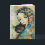 BIRTHDAY DAUGHTER GIRL & CAT GREETCARD KORT<br><div class="desc">BIRTHDAY DAUGHTER GIRL OCH CAT GREETCARD</div>