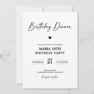 Birthday Dinner Invitation for Adults Editable Inbjudningar