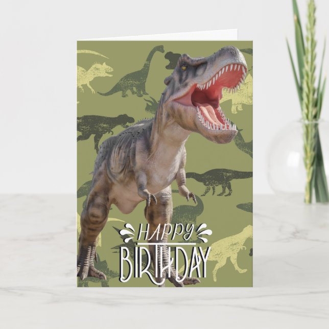 Birthday Dinosaur Mönster Jurassic World Kort (Framsida)