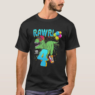 Birthday Dinosaur T Rex Rawr Im 4 Years Old 2017 T Shirt