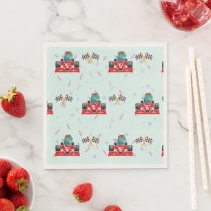 Birthday Dinosaur tävling car red tävla Boy namn Pappersservett