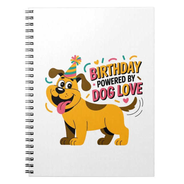 Birthday Dog Love Party Illustration Anteckningsbok (Framsidan)