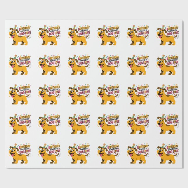 Birthday Dog Love Party Illustration Presentpapper (Platt)