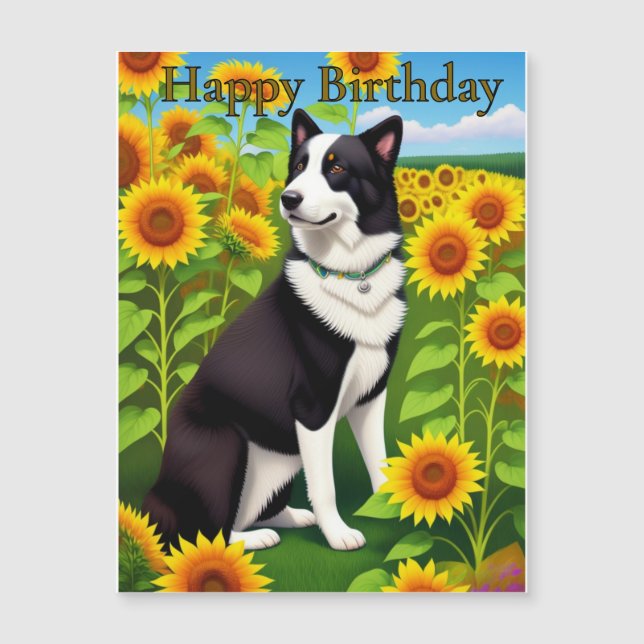 Birthday Dog with Sunflower  (Framsida)