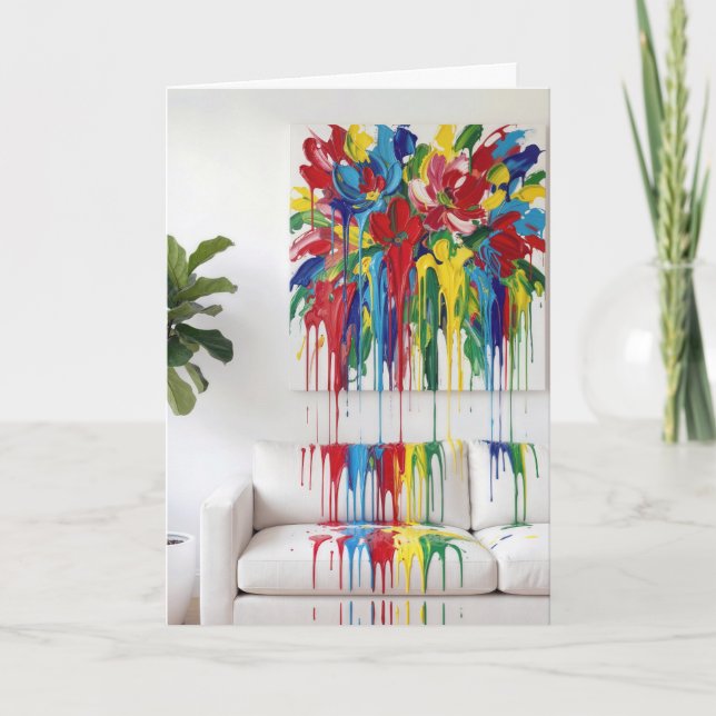 Birthday Dripping Abstract Canvas Art Kort (Framsida)