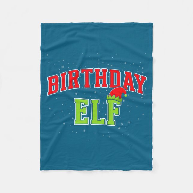 Birthday Elf Christmas Family Matching Group Xmas  Fleecefilt (Framsidan)
