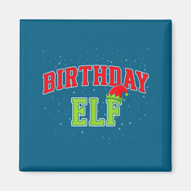 Birthday Elf Christmas Family Matching Group Xmas  Magnet (Framsidan)