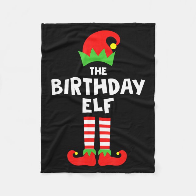 Birthday Elf Matching Group Family Holiday Christm Fleecefilt (Framsidan)