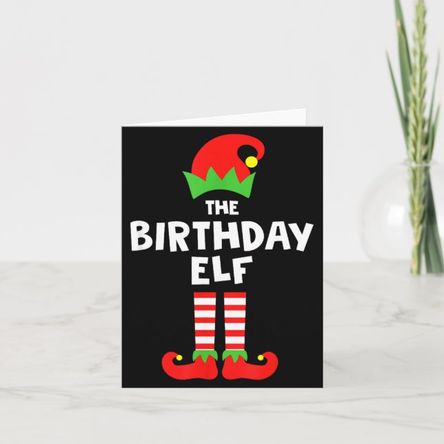 Birthday Elf Matching Group Family Holiday Christm Kort (Framsida)