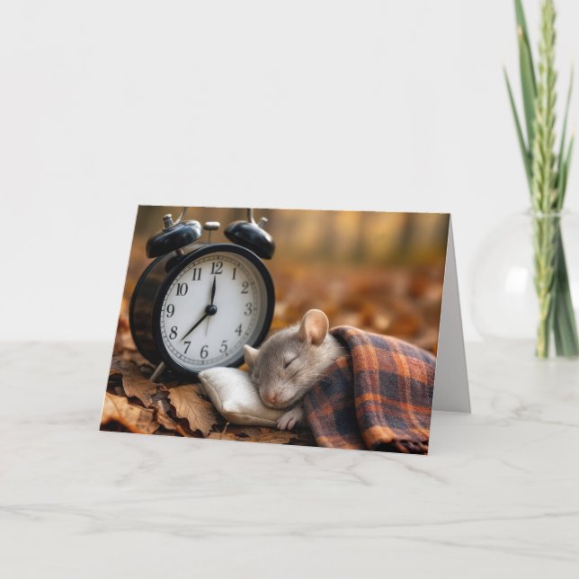 Birthday Fall Back Time Change With Mouse Kort (Framsida)