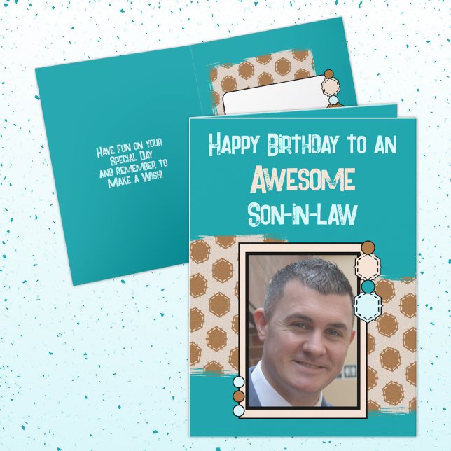 Birthday fantastisk son i juridik fototurkos brun kort (Skapare uppladdad)