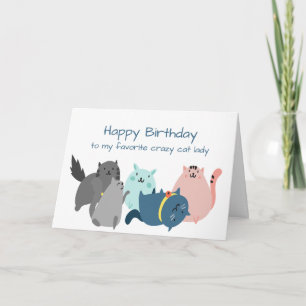 Birthday Favorite Crazy Cat Dam Funny Kittens Kort