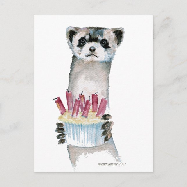 Birthday Ferret Vykort (Framsida)