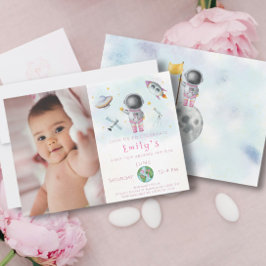 Birthday flicka Astronaut-raketstjärnor Party Inbjudningar