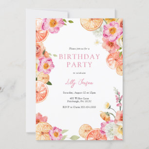 Birthday för Bright Citrus- och Flirty Flowers Inbjudningar