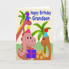 Birthday for Grandson Dinosaurs Kort