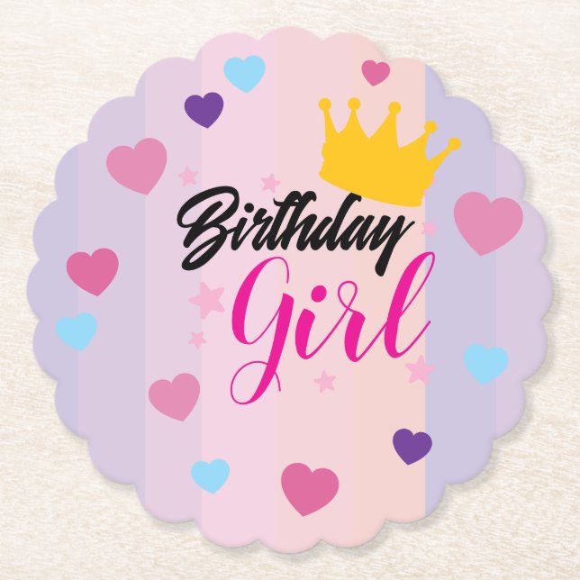 Birthday for little girls paper cloaster underlägg papper (Framsida)