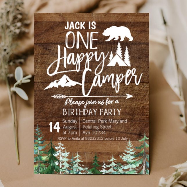 Birthday Forest Camping Party Kraft Camper Inbjudningar (Skapare uppladdad)