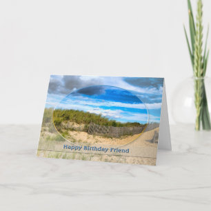 BIRTHDAY-FRIEND - BEACH/OCEAN/DUNES/SCENE KORT
