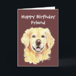 Birthday Friend Golden Retriever Hund Kort<br><div class="desc">Friendkort för födelsedagstid för att anpassa,  Hund för vattenfärg,  Golden Retriever,  sällskapsdjur</div>