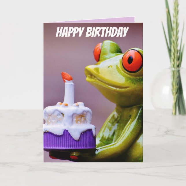 BIRTHDAY FROG FUNNY GREETY CARDS KORT (Framsida)
