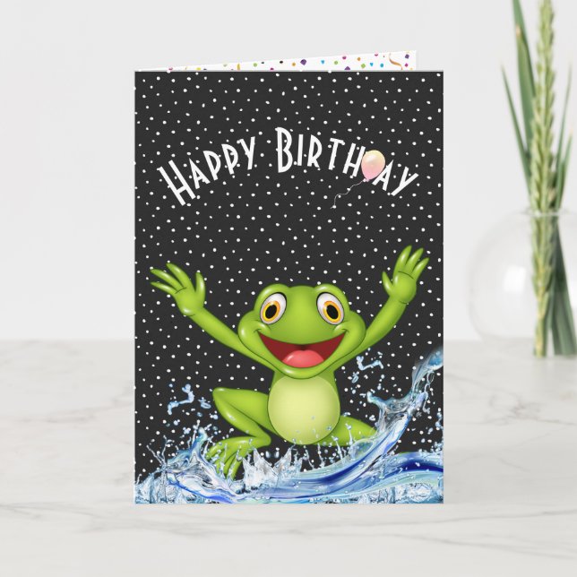 Birthday Frog Jumping Vårt av Vatten Kort (Framsida)