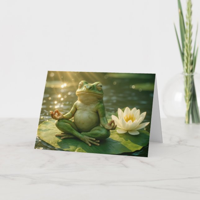 Birthday Frog Meditating On a Lily Pad Kort (Framsida)