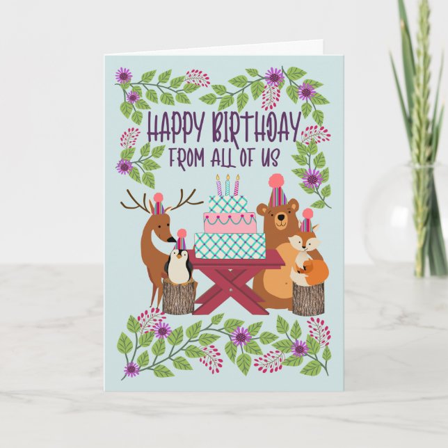 Birthday From All Woodland Animals Kort (Framsida)