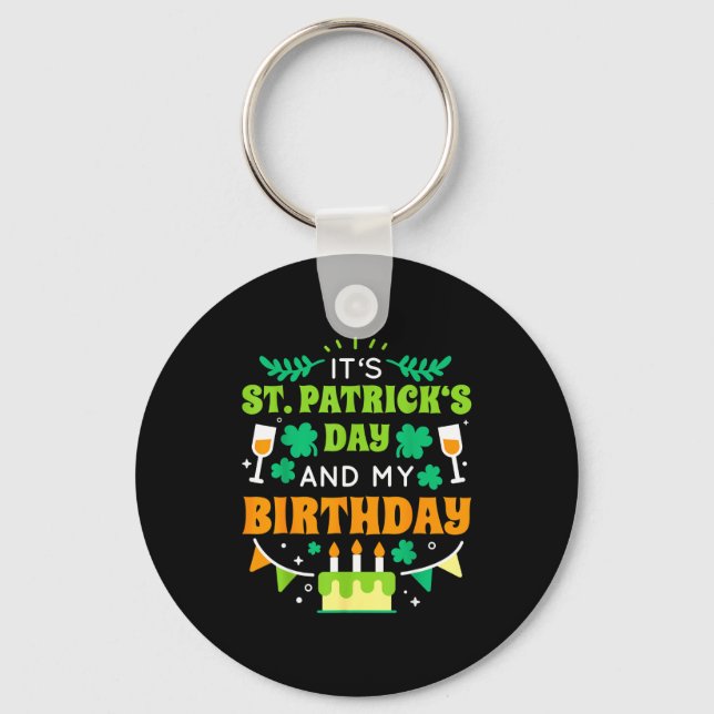 Birthday Funny Born On St Patricks Day 2020  Nyckelring (Framsida)
