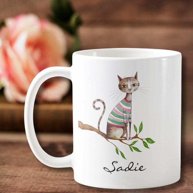 Birthday Funny Cat Cute Cat Mamma Personlig Kaffemugg (Skapare uppladdad)
