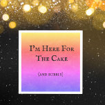 Birthday Funny Sayed Champagne Dessert Pappersservett<br><div class="desc">De här drinkdrycksblöjorna har en rolig slogan som säger "Jag är här för kummeln och bubblan" i enkel minimalistisk typografi på en färgstark regnbågsplaneringsdesign. Använda på en bröllopsmottagning eller kvinnans födelsedagsfest. Ordspråket kan också anpassas med din egen version av ordspråket eller något annat. Dessutom kan bakgrundsbilden ändras om du vill...</div>