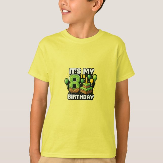 Birthday Gamer Shirt – Pixel Block Birthday Design T (Framsida)