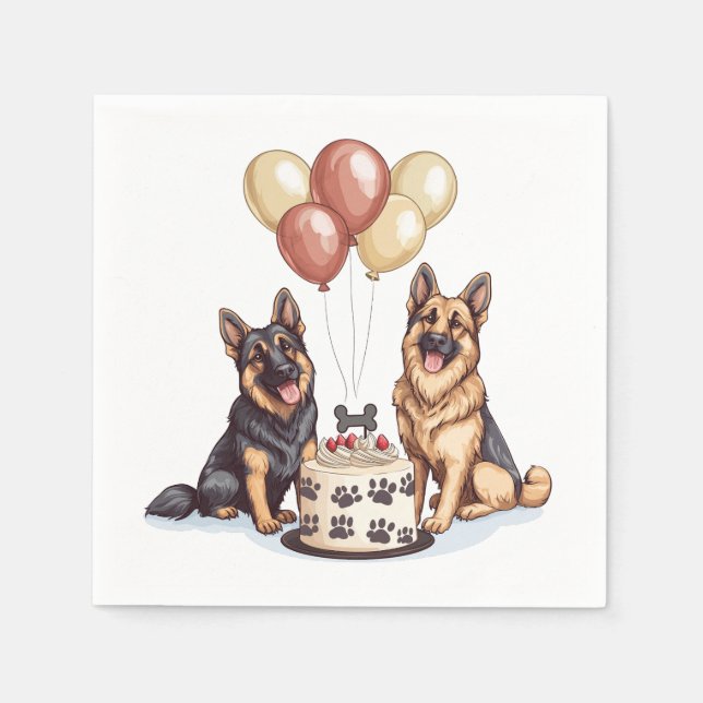 Birthday German Shepherd Hundar Pappersservett (Framsidan)