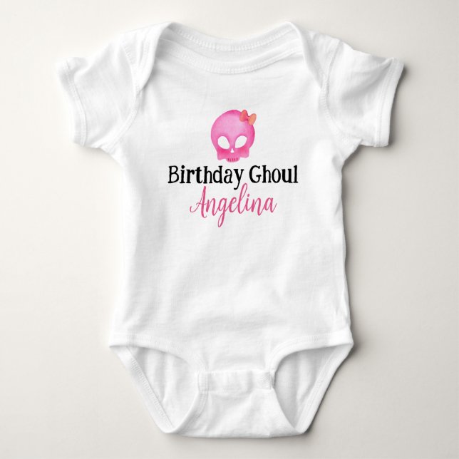 Birthday Ghoul Skeleton Baby Party Shirt Bodydrädr T (Framsida)