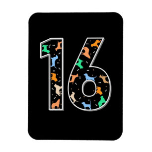 Birthday Gift 16:e födelsedagen med Hund Magnet